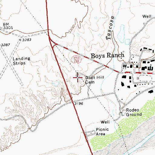 Topographic Map of Boot Hill Cemetery, TX