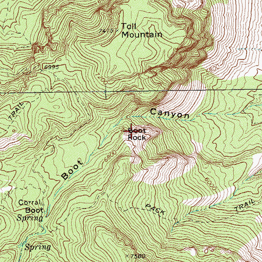 Topographic Map of Boot Rock, TX