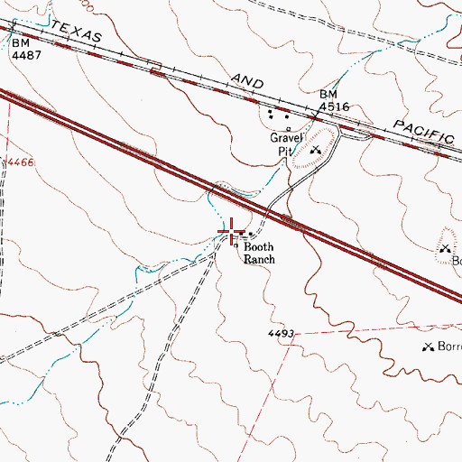 Topographic Map of Booth Ranch, TX