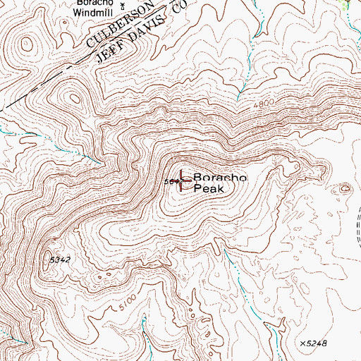 Topographic Map of Boracho Peak, TX