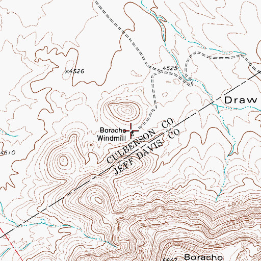 Topographic Map of Boracho Windmill, TX