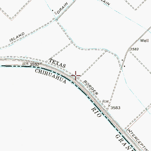 Topographic Map of Border Intercepting Drain, TX