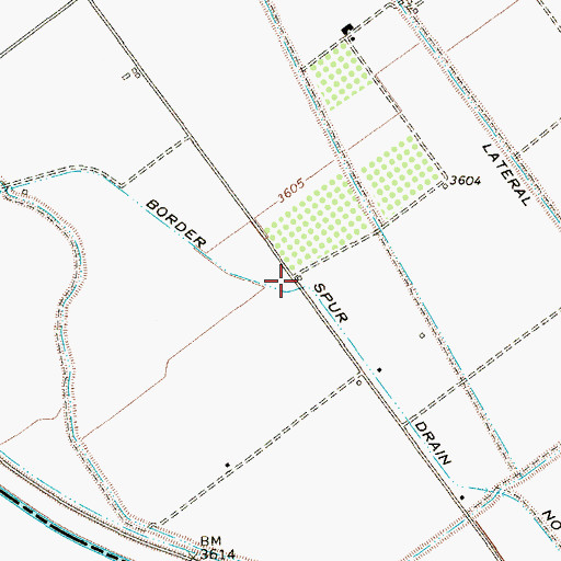 Topographic Map of Border Spur Drain Number One, TX
