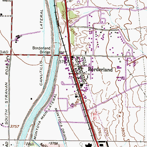 Topographic Map of Borderland, TX