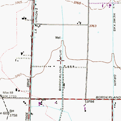 Topographic Map of Borderland Spur, TX