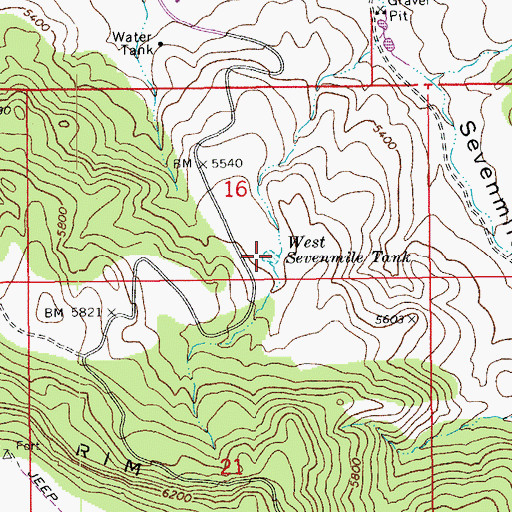 Topographic Map of West Sevenmile Tank, AZ