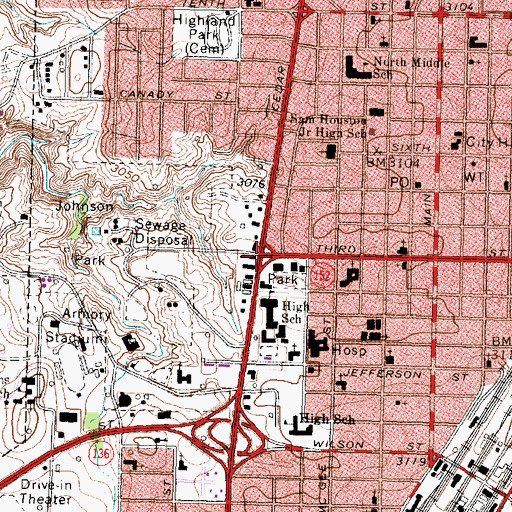 Topographic Map of Borger, TX