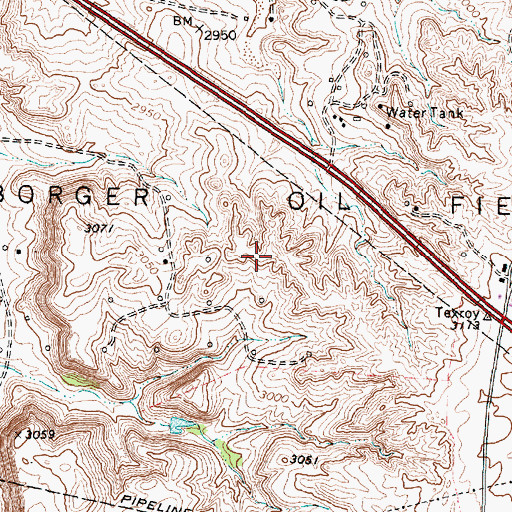 Topographic Map of Borger Oil Field, TX