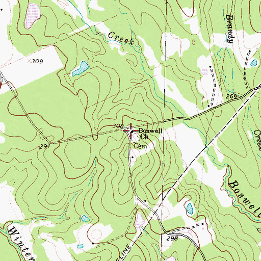 Topographic Map of Boswell Church, TX