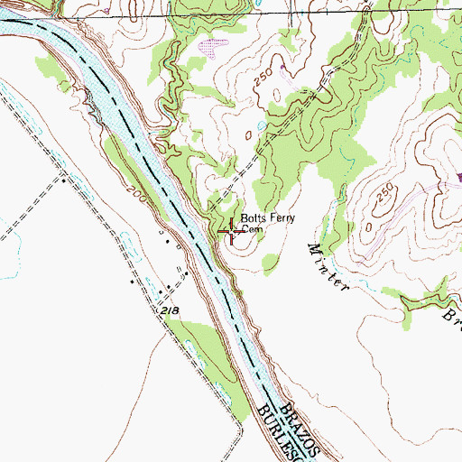 Topographic Map of Botts Ferry Cemetery, TX