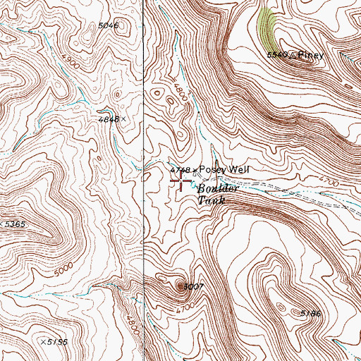 Topographic Map of Boulder Tank, TX