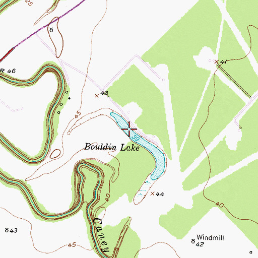 Topographic Map of Bouldin Lake, TX
