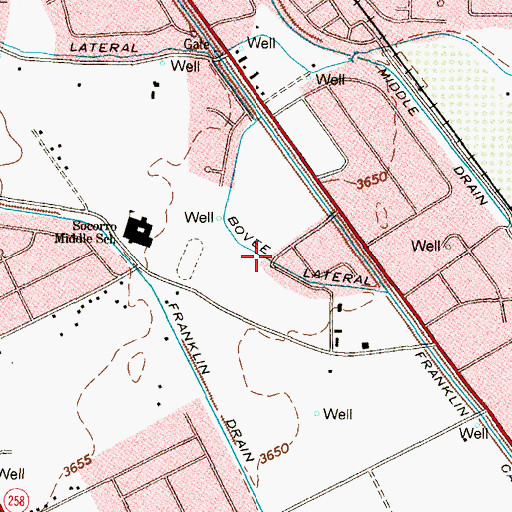 Topographic Map of Bovee Lateral, TX