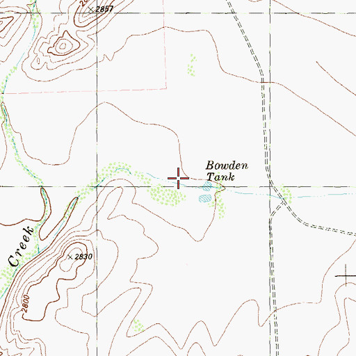 Topographic Map of Bowden Tank, TX