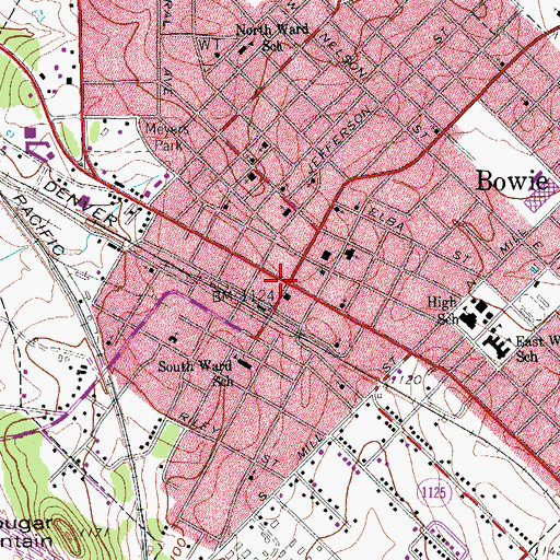 Topographic Map of Bowie, TX
