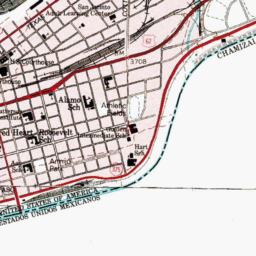 Topographic Map of Bowie Junior and Senior High School, TX