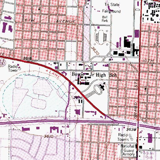 Topographic Map of Bowie Middle School, TX