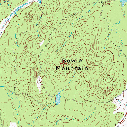 Topographic Map of Bowie Mountain, TX