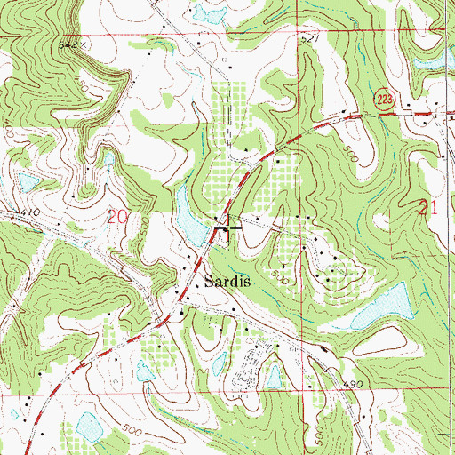 Topographic Map of Old Sardis Church, AL