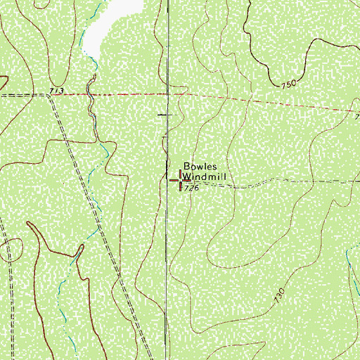 Topographic Map of Bowles Windmill, TX