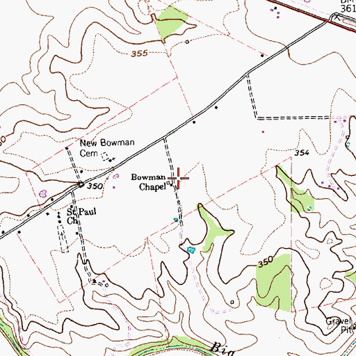 Topographic Map of Bowman Chapel, TX