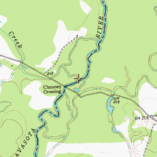 Topographic Map of Bowman Creek, TX