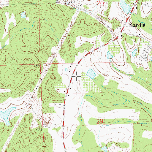 Topographic Map of Sardis School (historical), AL