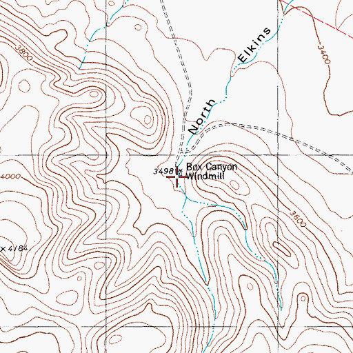 Topographic Map of Box Canyon Windmill, TX