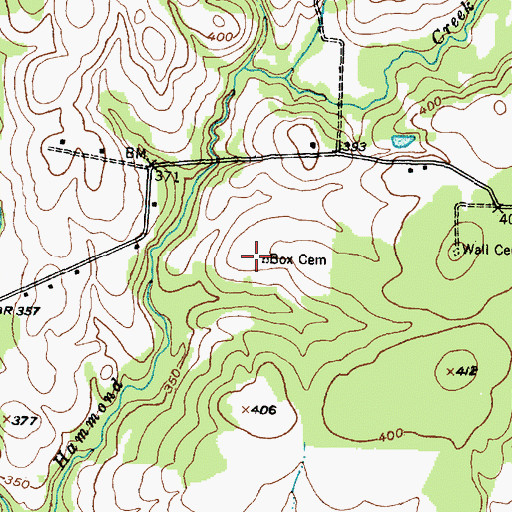 Topographic Map of Box Cemetery, TX