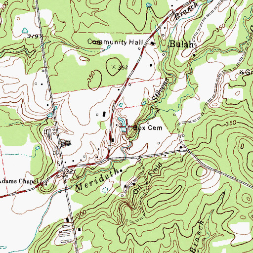 Topographic Map of Box Cemetery, TX