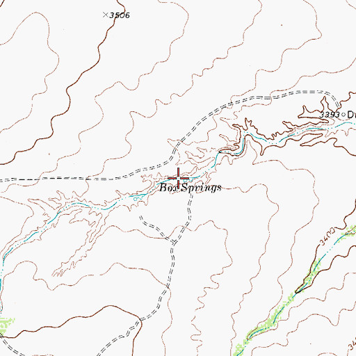 Topographic Map of Box Springs, TX