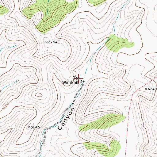 Topographic Map of Box Windmill, TX