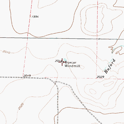 Topographic Map of Boxcar Windmill, TX