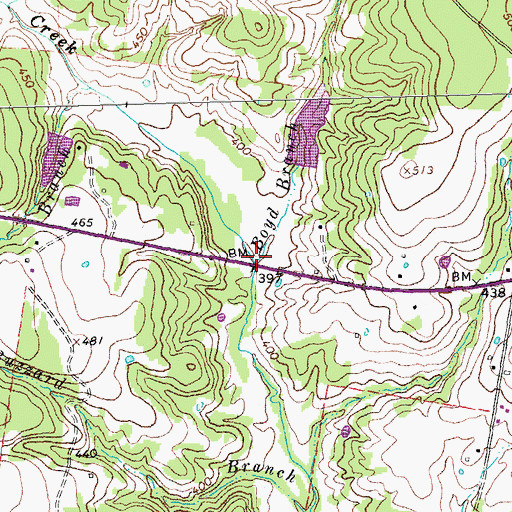 Topographic Map of Boyd Branch, TX