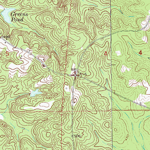 Topographic Map of Sellers Crossroads, AL