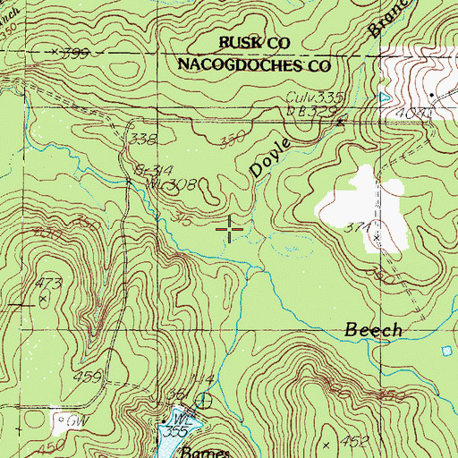 Topographic Map of Boyle Branch, TX