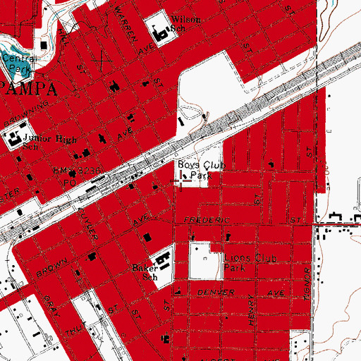 Topographic Map of Boys Club Park, TX