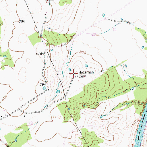 Topographic Map of Bozeman Cemetery, TX