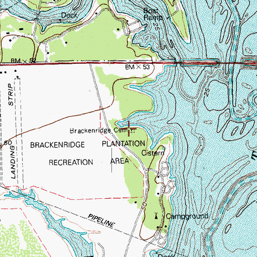 Topographic Map of Brackenridge Cemetery, TX