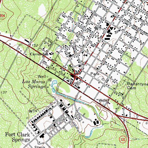 Topographic Map of Brackettville, TX