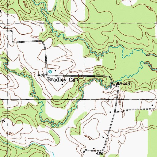 Topographic Map of Bradley Church, TX
