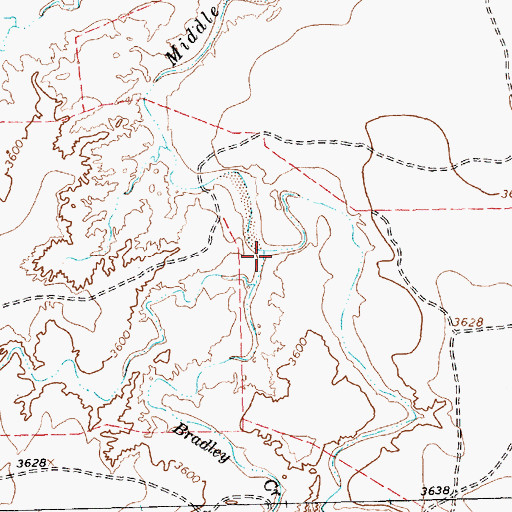 Topographic Map of Bradley Creek, TX