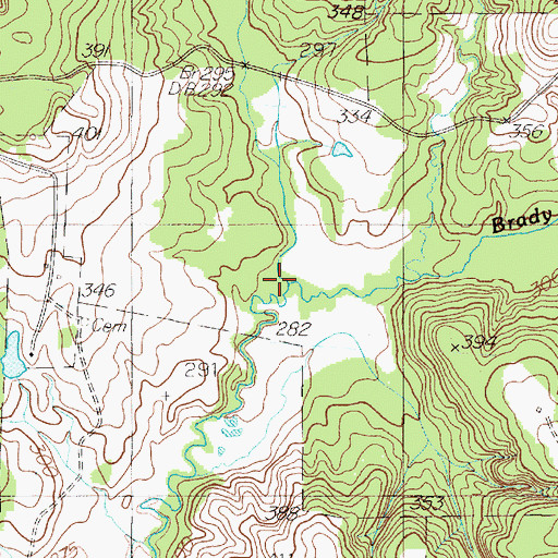 Topographic Map of Brady Creek, TX