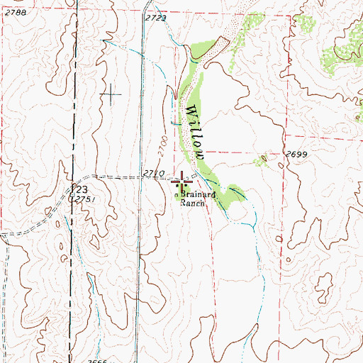 Topographic Map of Brainard Ranch, TX