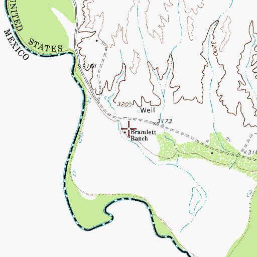 Topographic Map of Bramlett Ranch, TX