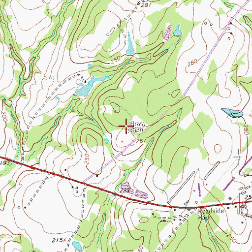 Topographic Map of Brast Cemetery, TX