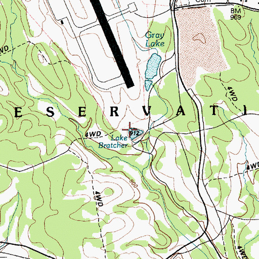 Topographic Map of Lake Bratcher, TX