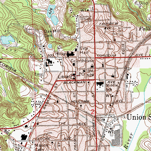 Topographic Map of Trinity Roman Catholic Church, AL