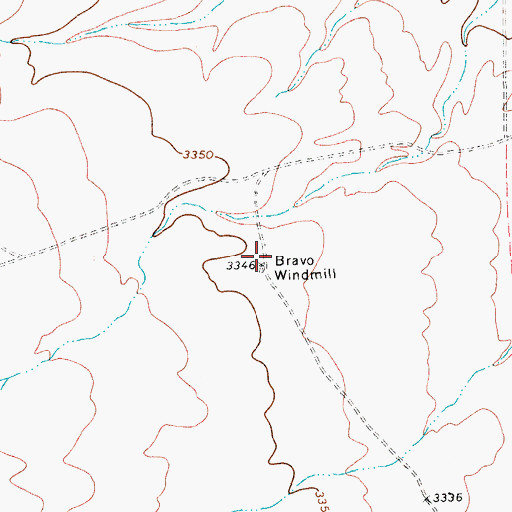 Topographic Map of Bravo Windmill, TX