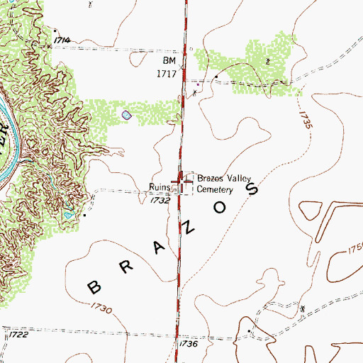Topographic Map of Brazos Valley Cemetery, TX